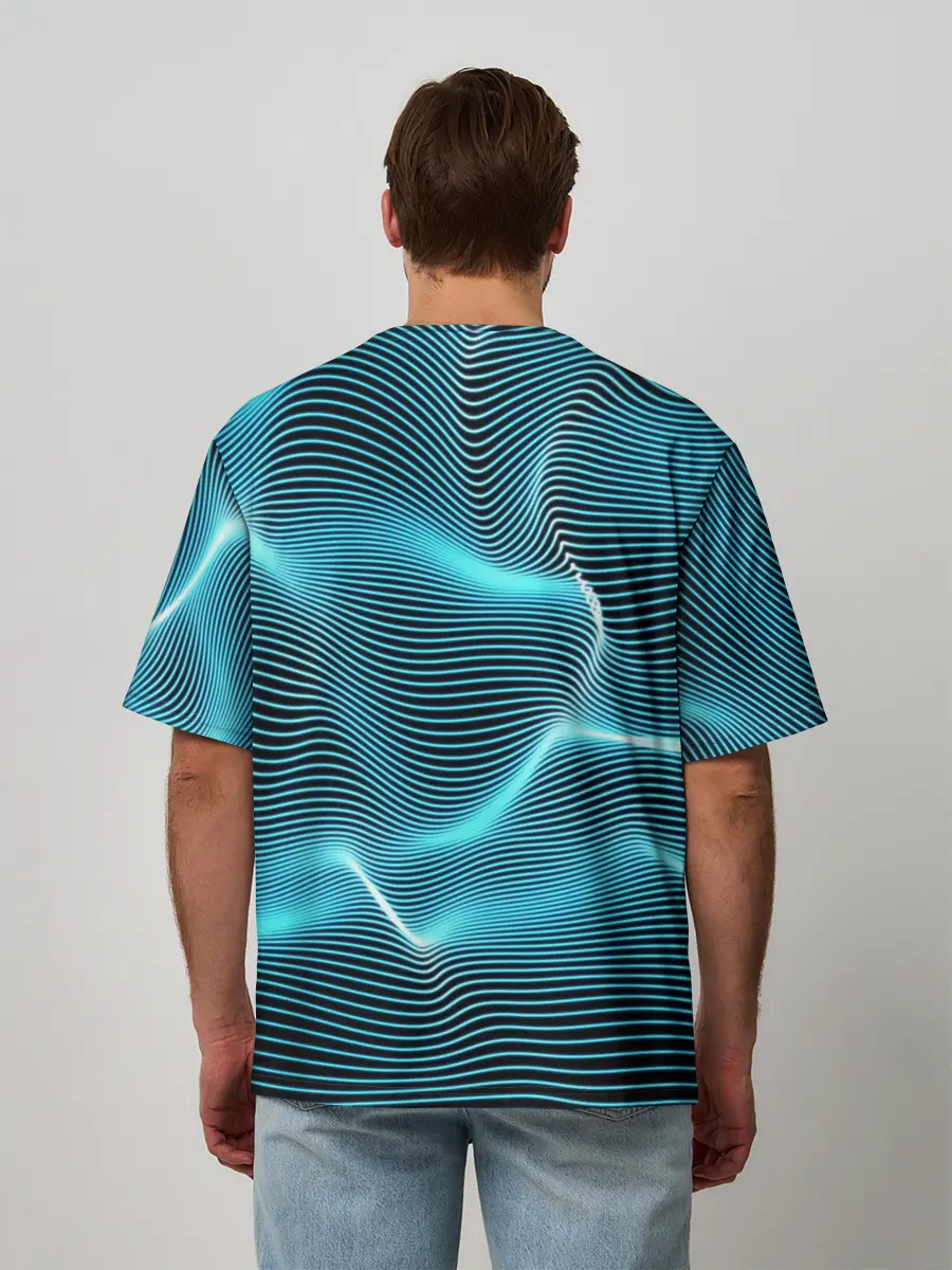 Мужская футболка оверсайз / Neon lines