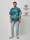 Мужская футболка оверсайз / Neon lines