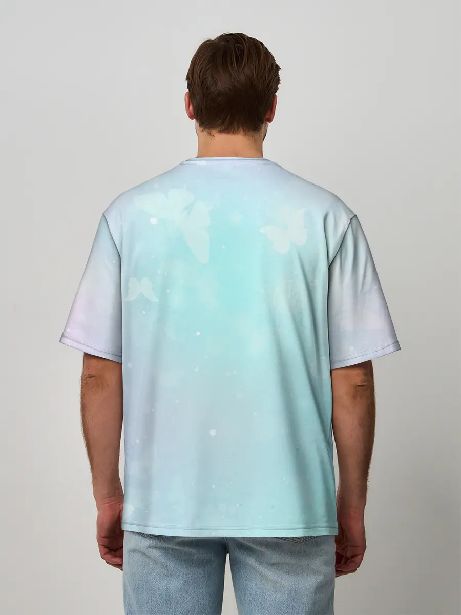 Мужская футболка оверсайз / Хвост Феи радужный фон