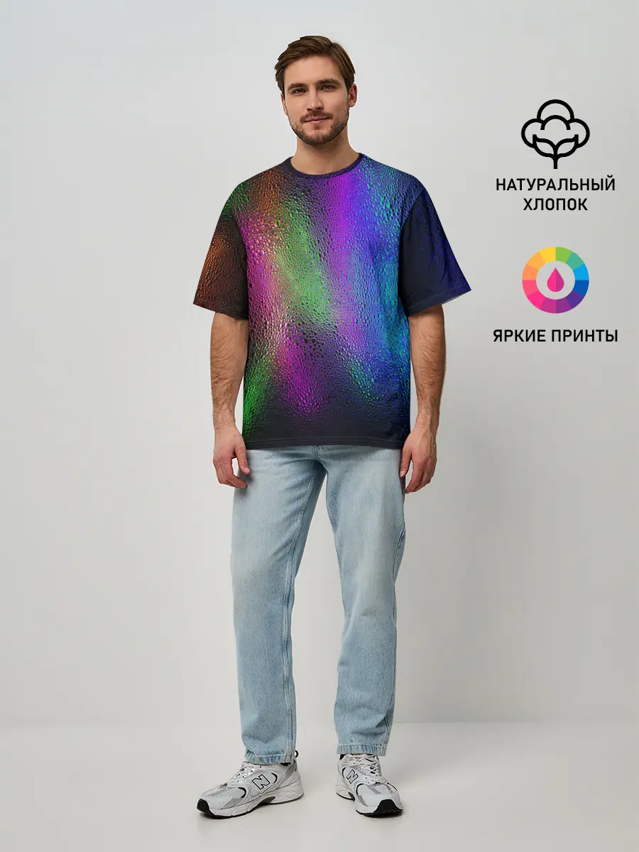 Мужская футболка оверсайз / Neon Lights