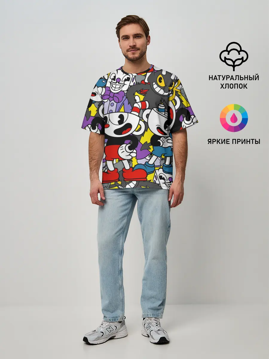 Мужская футболка оверсайз / Cuphead