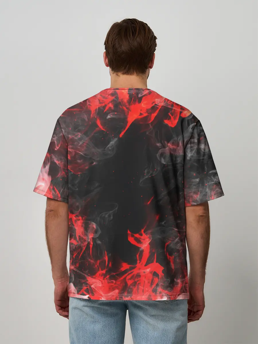 Мужская футболка оверсайз / Опасный Динозавр | Red Dino