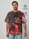 Мужская футболка оверсайз / Опасный Динозавр | Red Dino