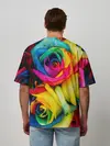 Мужская футболка оверсайз / Разноцветные розы