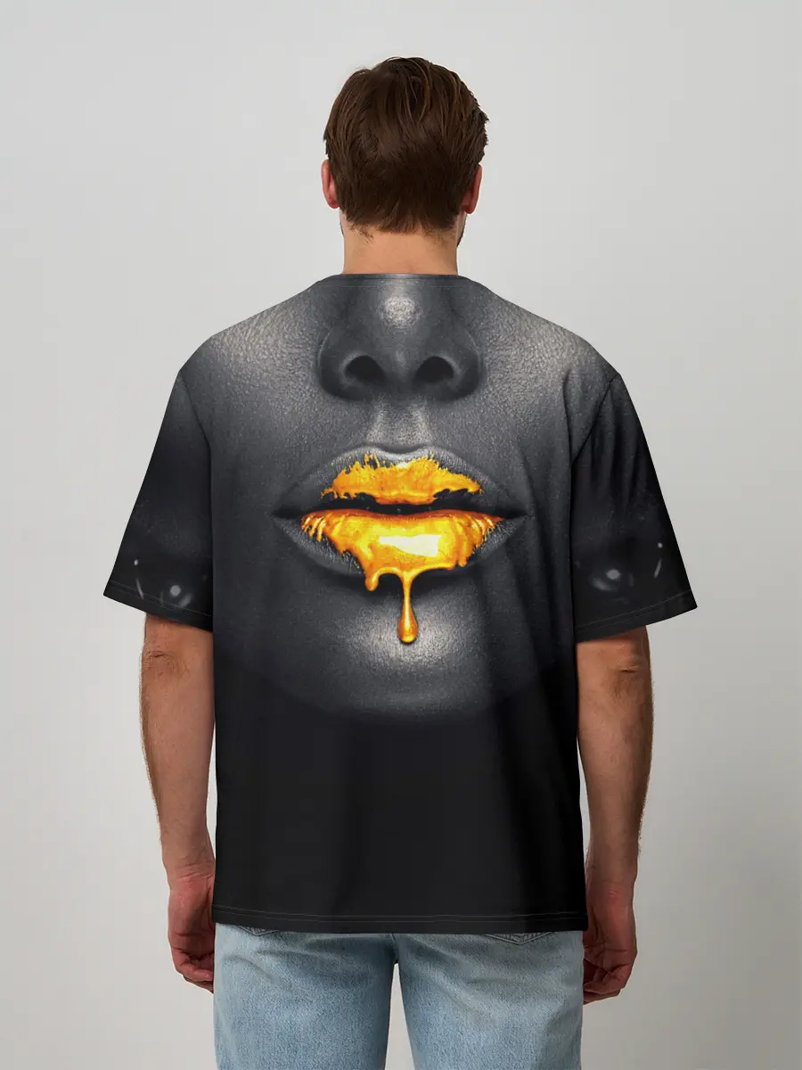 Мужская футболка оверсайз / Мода: Губы