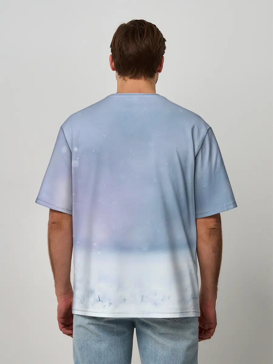 Мужская футболка оверсайз / Чихуахуа в снегу