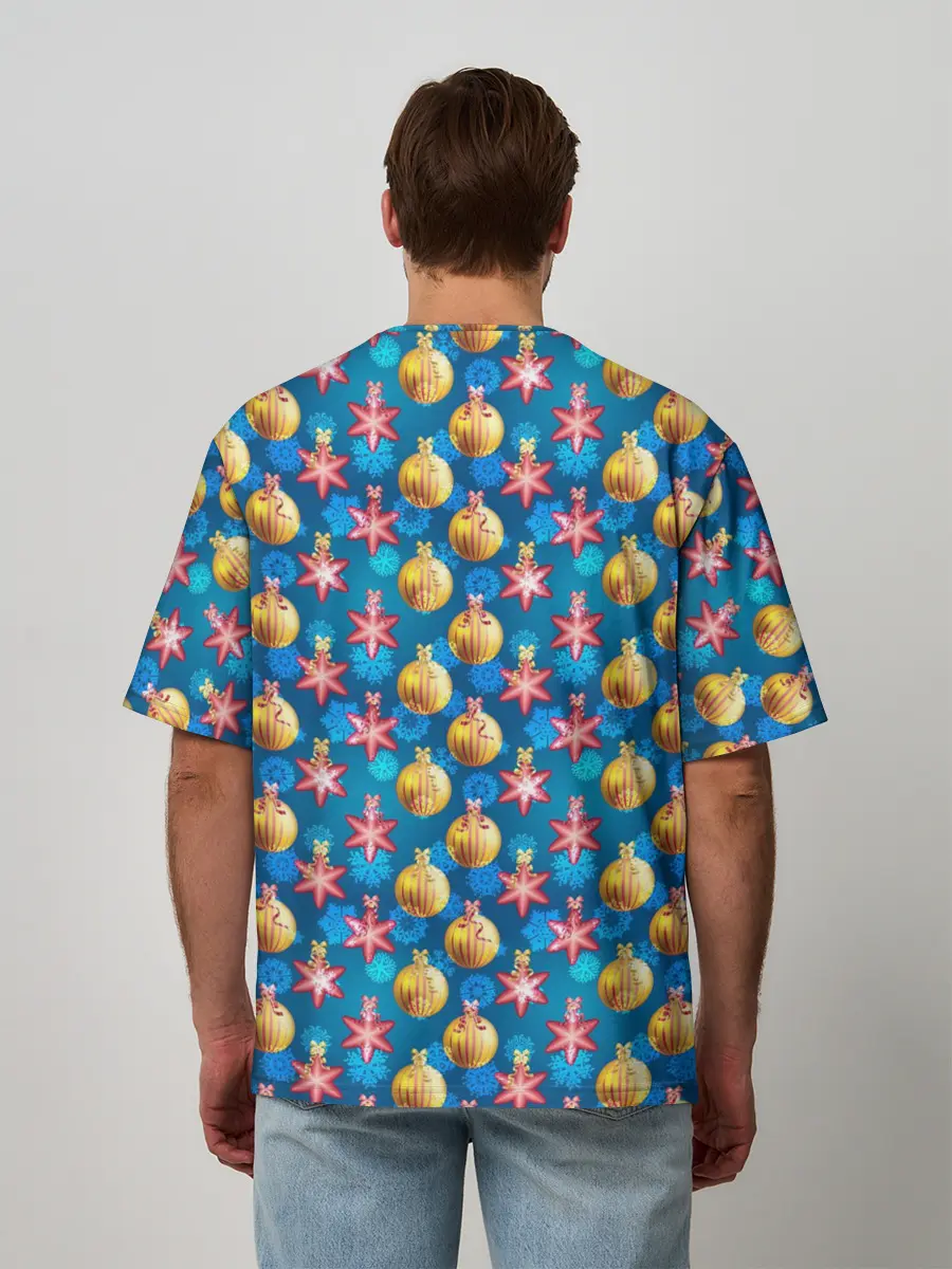 Мужская футболка оверсайз / Новогодние Украшения