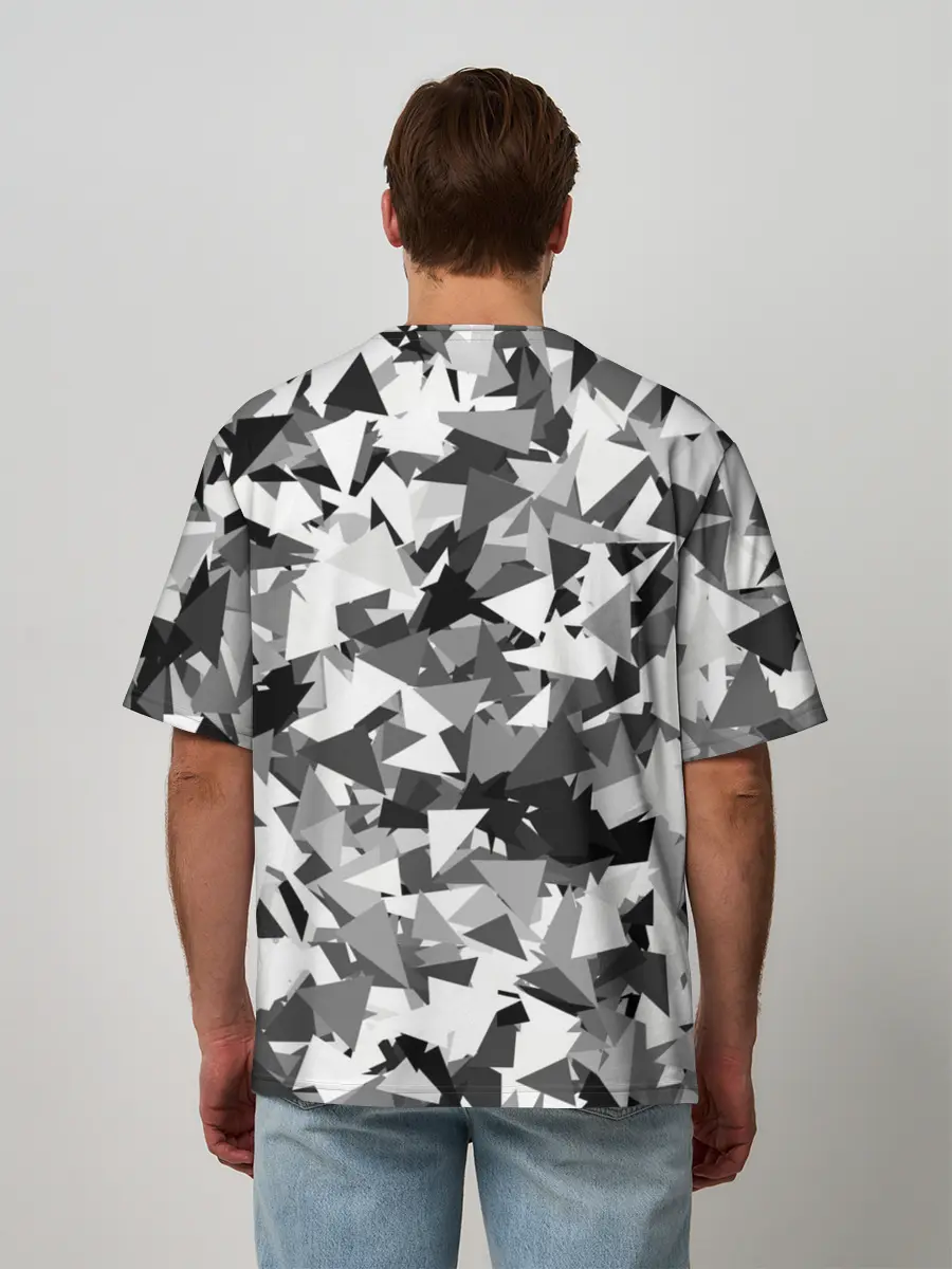 Мужская футболка оверсайз / Городской серый камуфляж