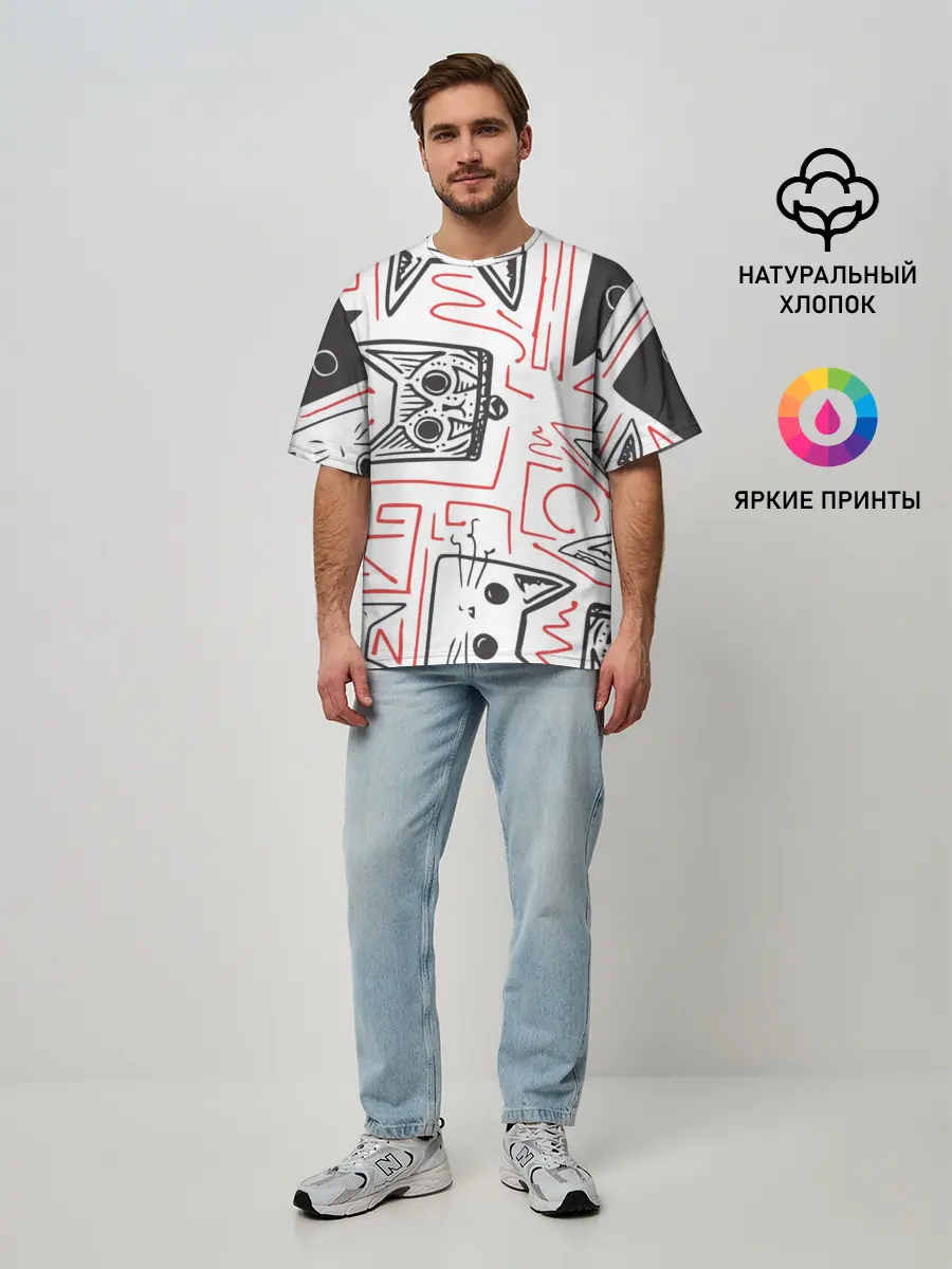 Мужская футболка оверсайз / Cats