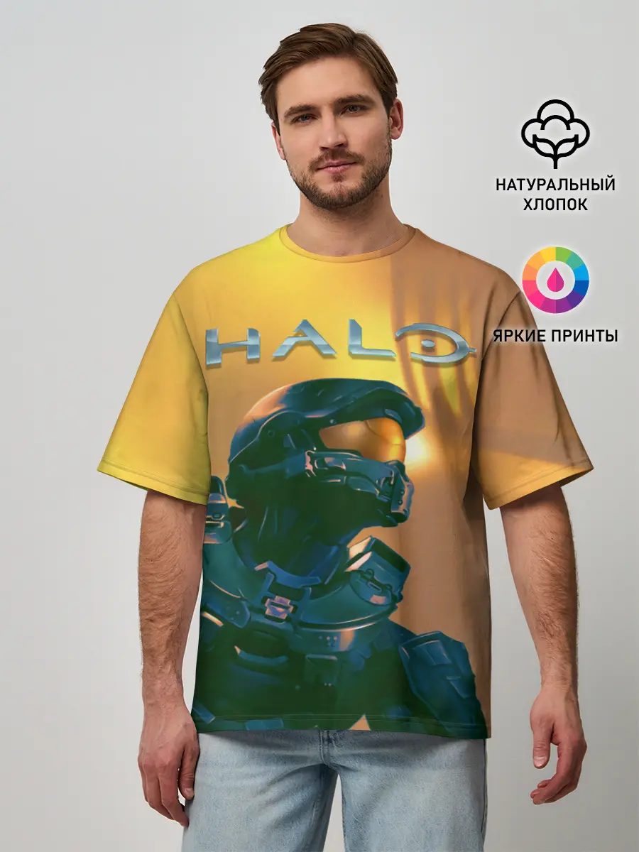 Мужская футболка оверсайз / Мастер Чиф | Halo