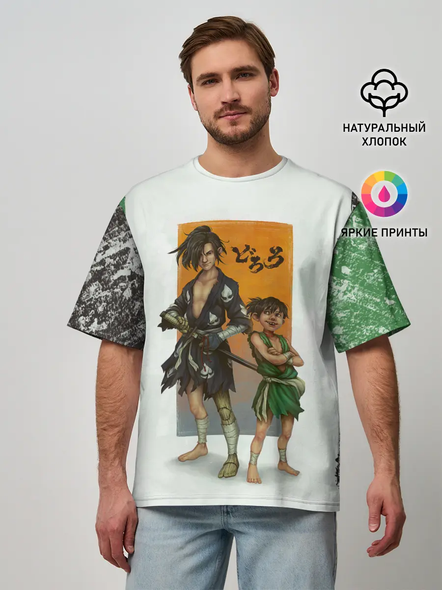Мужская футболка оверсайз / Хяккимару и Такебо | Дороро