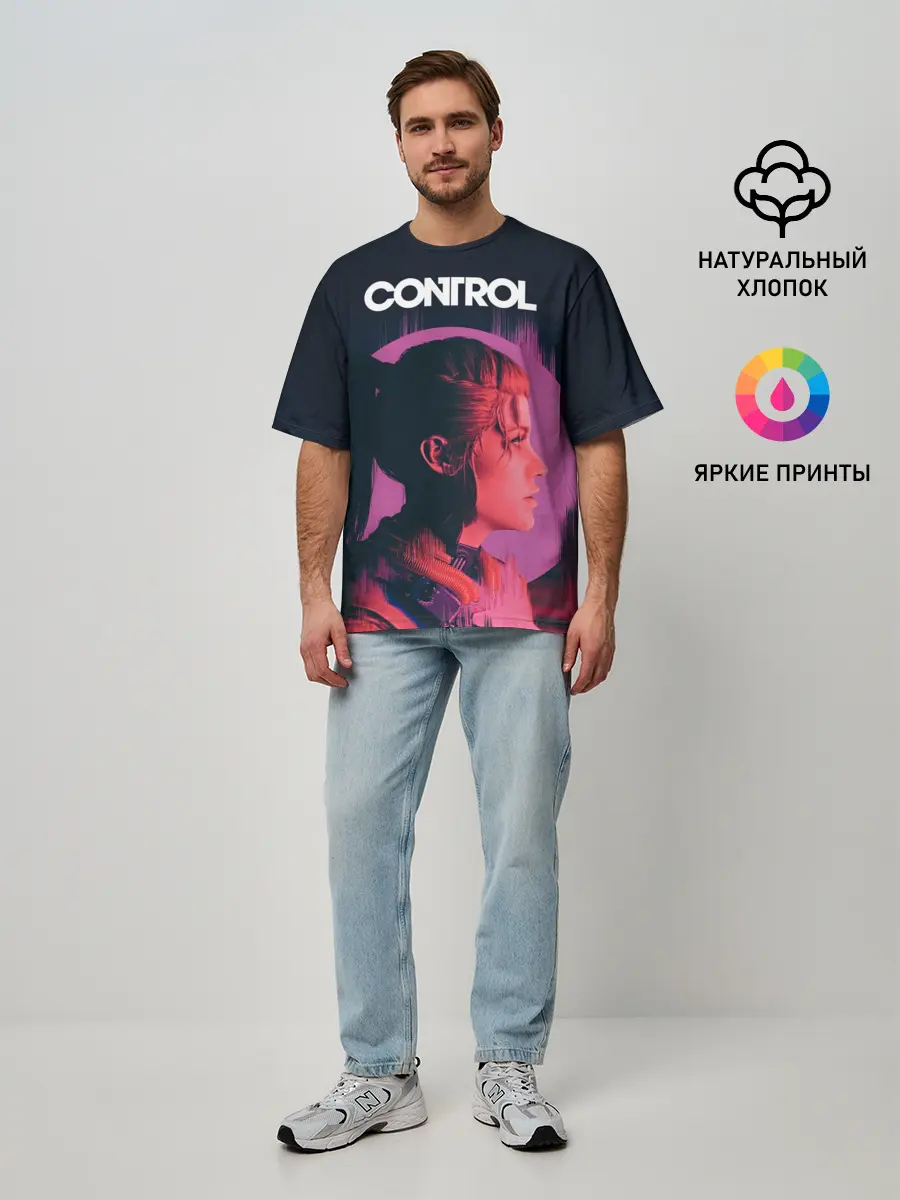 Мужская футболка оверсайз / Контрол | Джесси