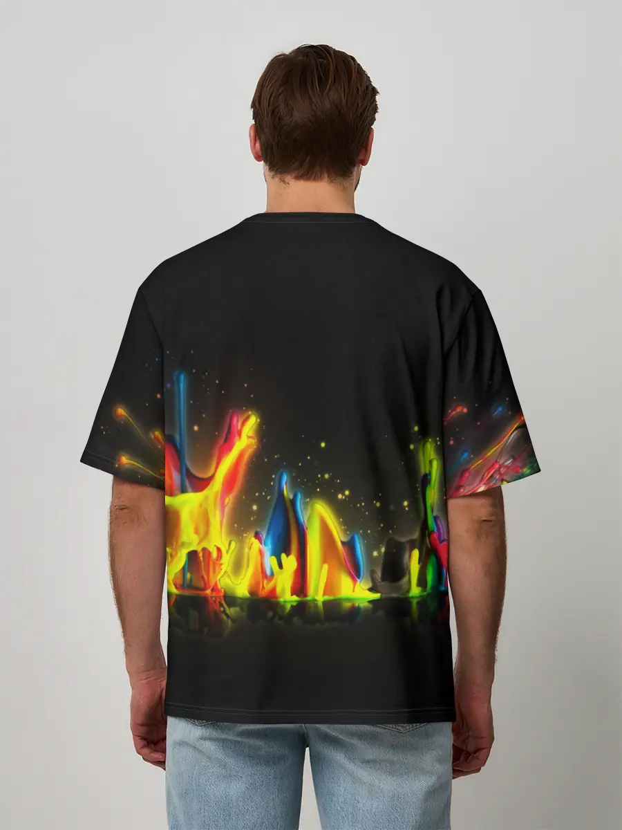 Мужская футболка оверсайз / КРАСКИ В НЕОНЕ