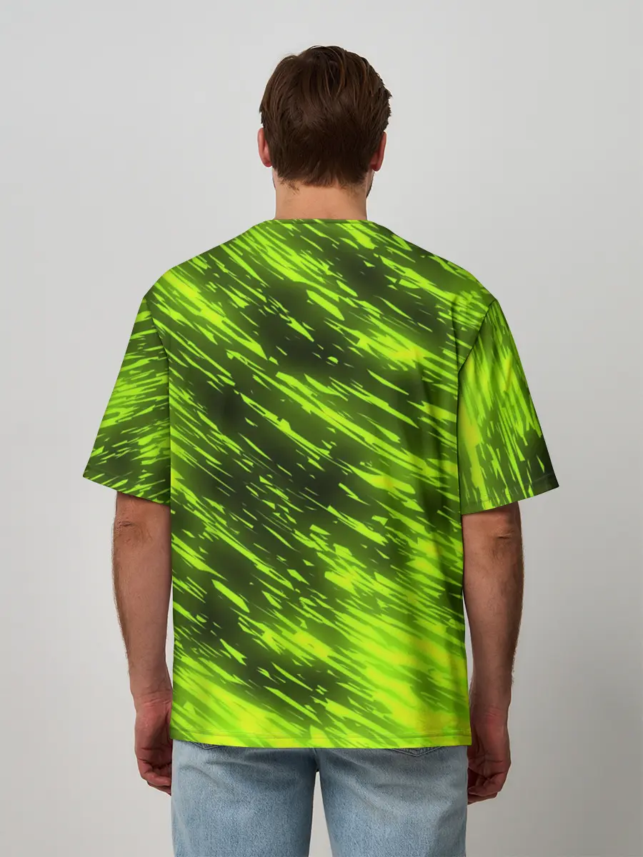 Мужская футболка оверсайз / ЗЕЛЕНЫЙ ОГОНЬ