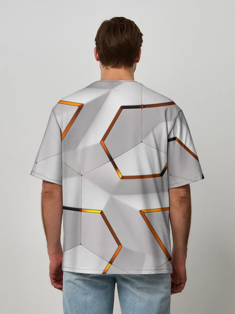 Мужская футболка оверсайз / 3D абстракция Iron