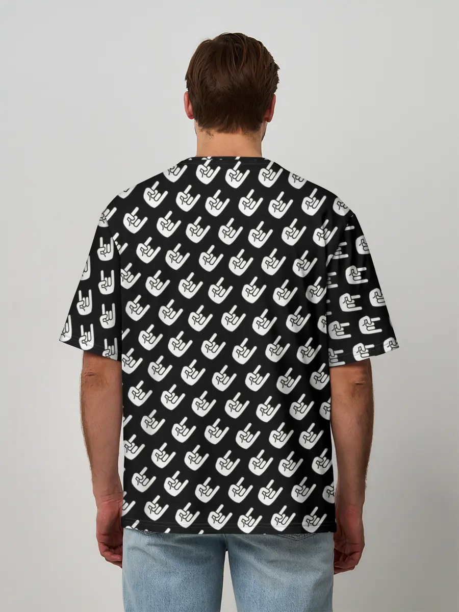 Мужская футболка оверсайз / Паттерн Рок коза