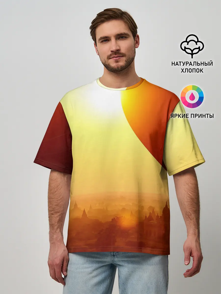 Мужская футболка оверсайз / Город в пустыне