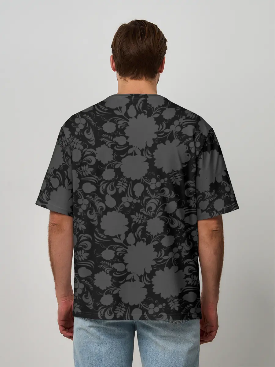 Мужская футболка оверсайз / Герб России Хохлома