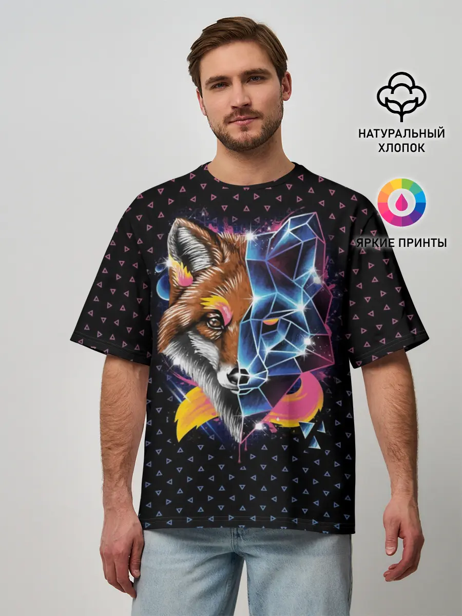 Мужская футболка оверсайз / Super Space Fox