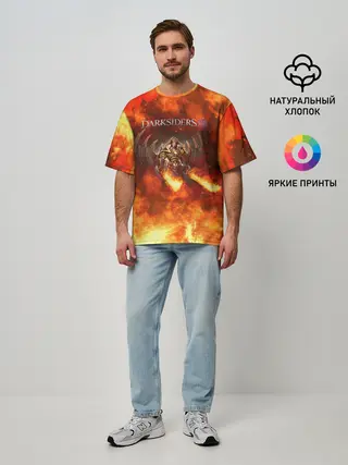 Мужская футболка оверсайз / Darksiders 3 | Гнев Войны 3