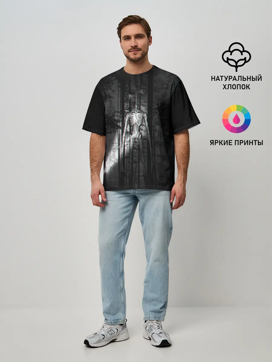 Мужская футболка оверсайз / СИРЕНОГОЛОВЫЙ GLITCH