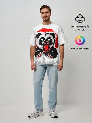Мужская футболка оверсайз / Злая Кровавая Панда