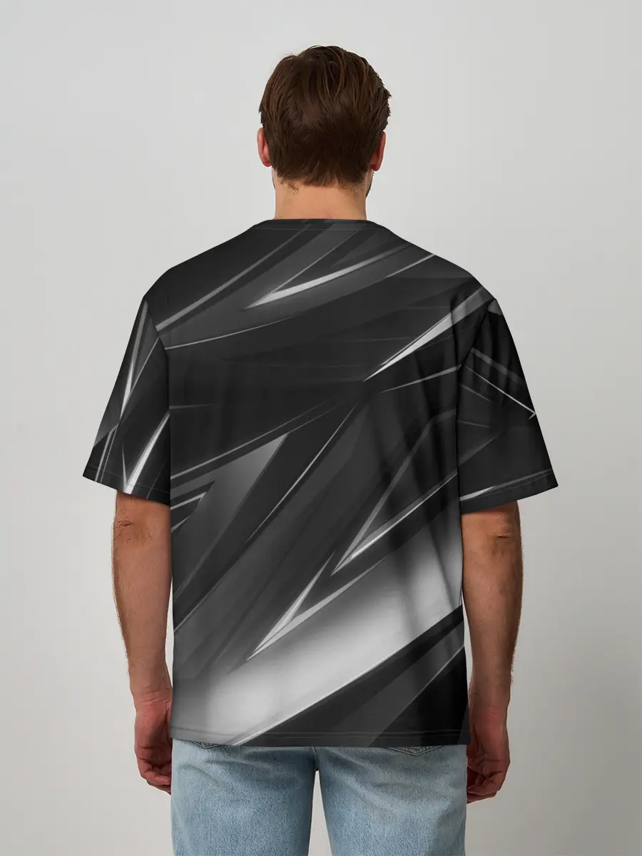 Мужская футболка оверсайз / GEOMETRY STRIPES BLACK & WHITE