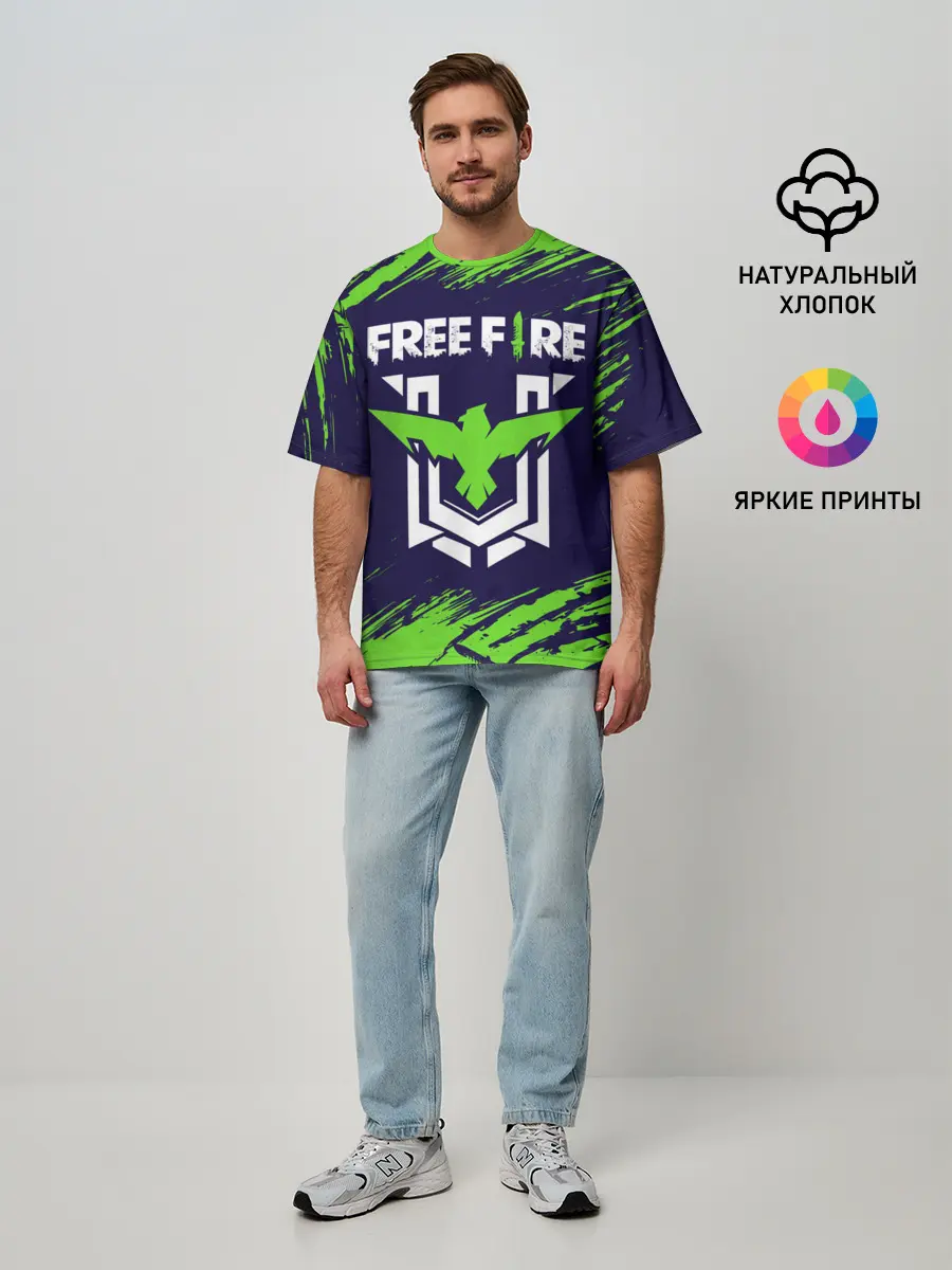 Мужская футболка оверсайз / FREE FIRE / ФРИ ФАЕР