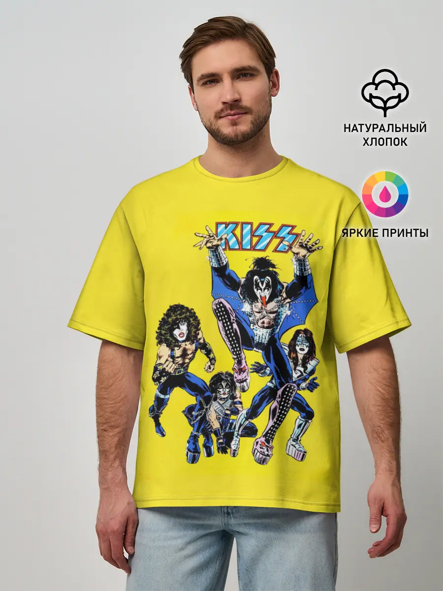 Мужская футболка оверсайз / Комикс Кисс