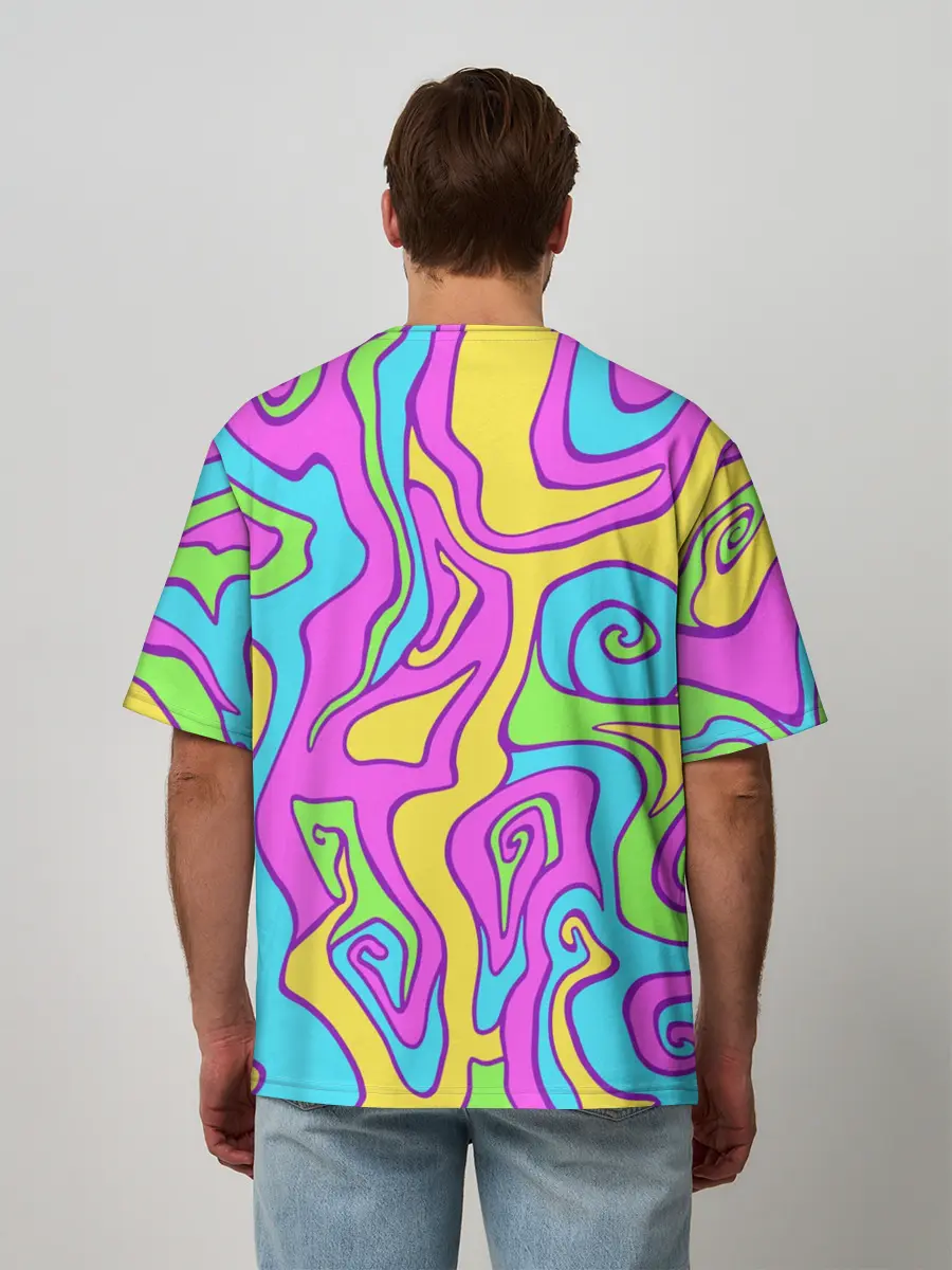 Мужская футболка оверсайз / Психоделический Франкенштейн