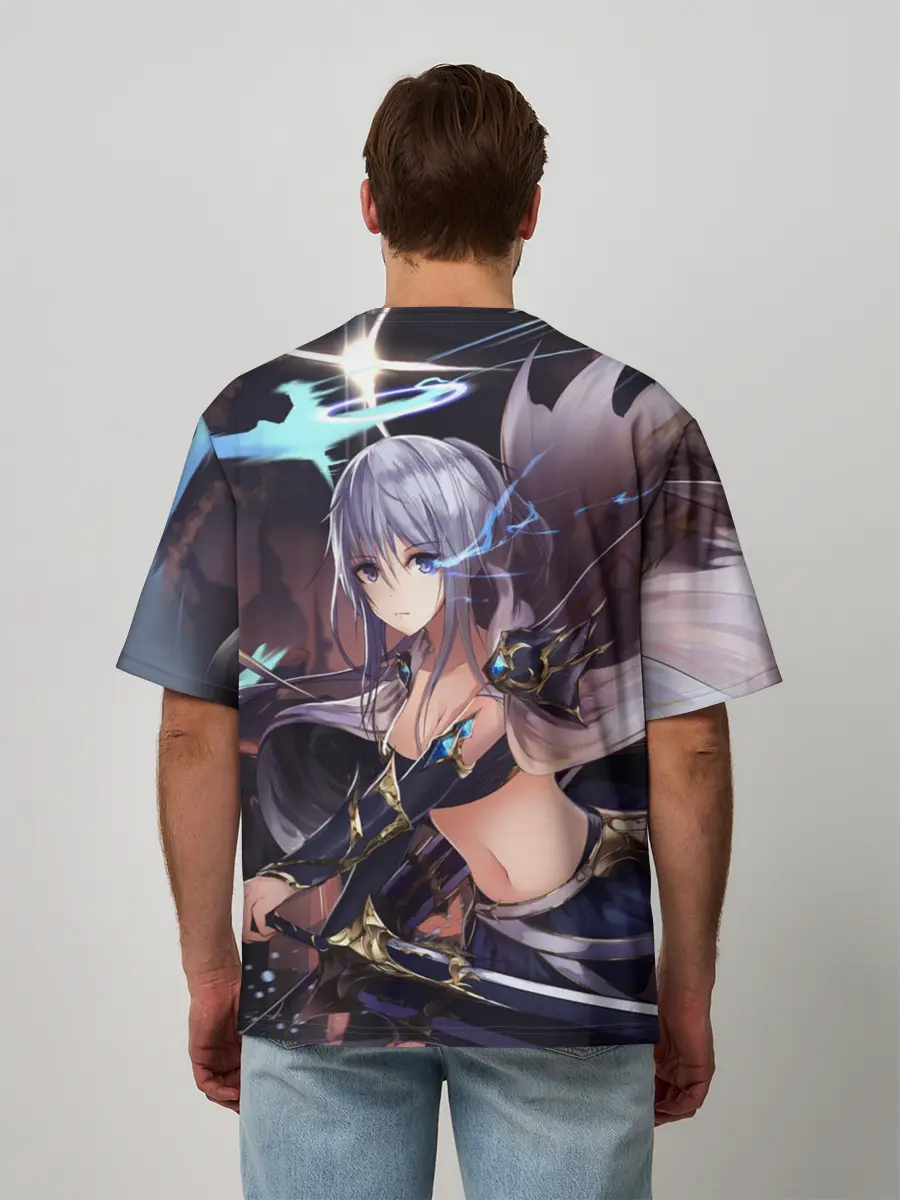Мужская футболка оверсайз / ФЭНТЕЗИ АНИМЕ-ВОИТЕЛЬНИЦА