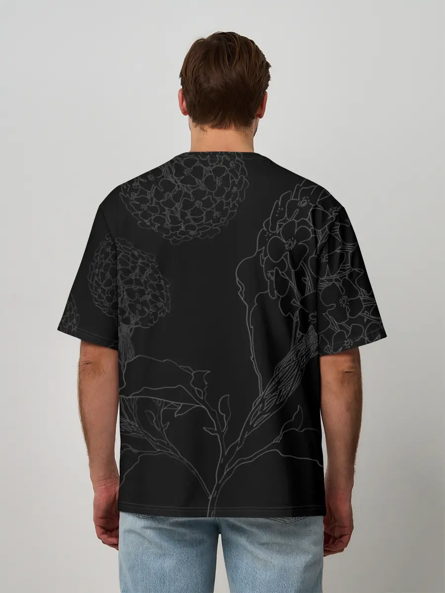 Мужская футболка оверсайз / Обещанный Неверленд Цветы Вида
