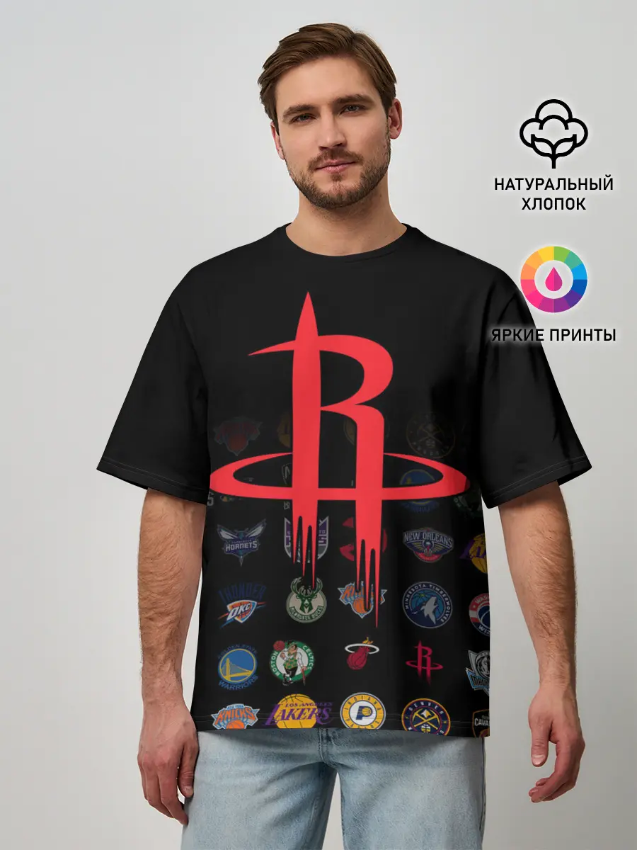 Мужская футболка оверсайз / Houston Rockets