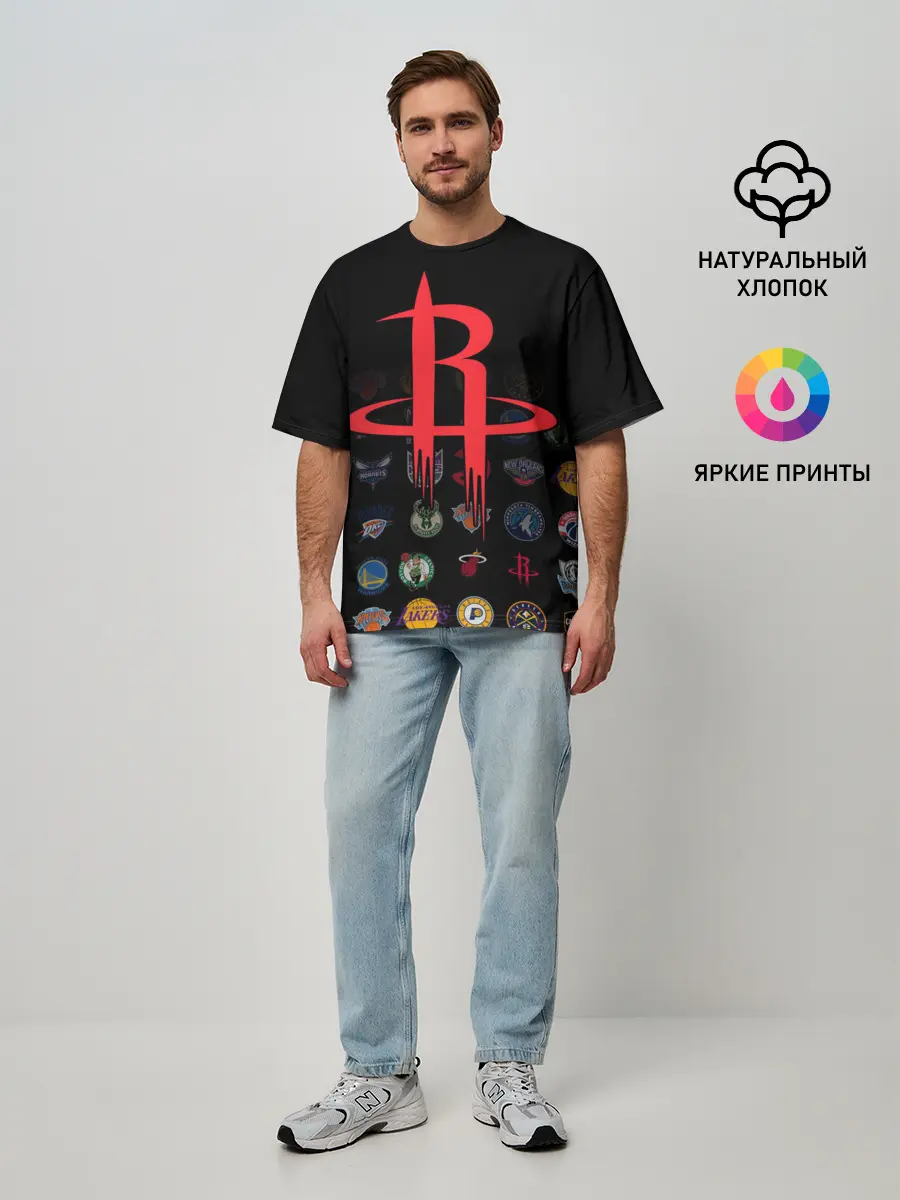 Мужская футболка оверсайз / Houston Rockets