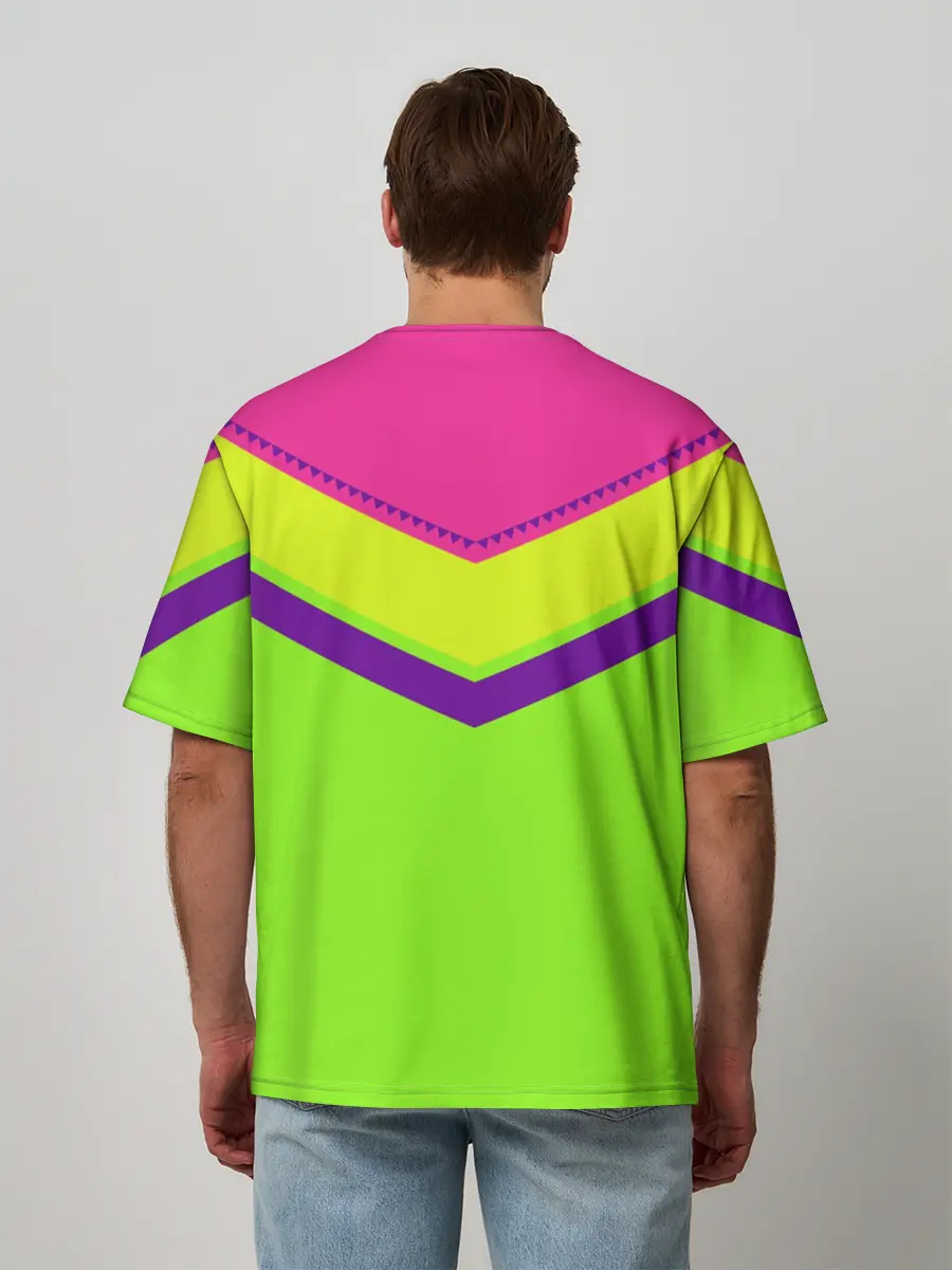 Мужская футболка оверсайз / Цветные треугольники_ салатовы