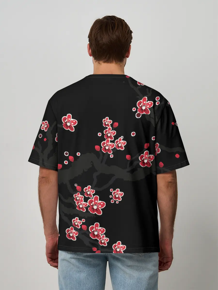 Мужская футболка оверсайз / САКУРА ЦВЕТЁТ И БЛАГАУХАЕТ