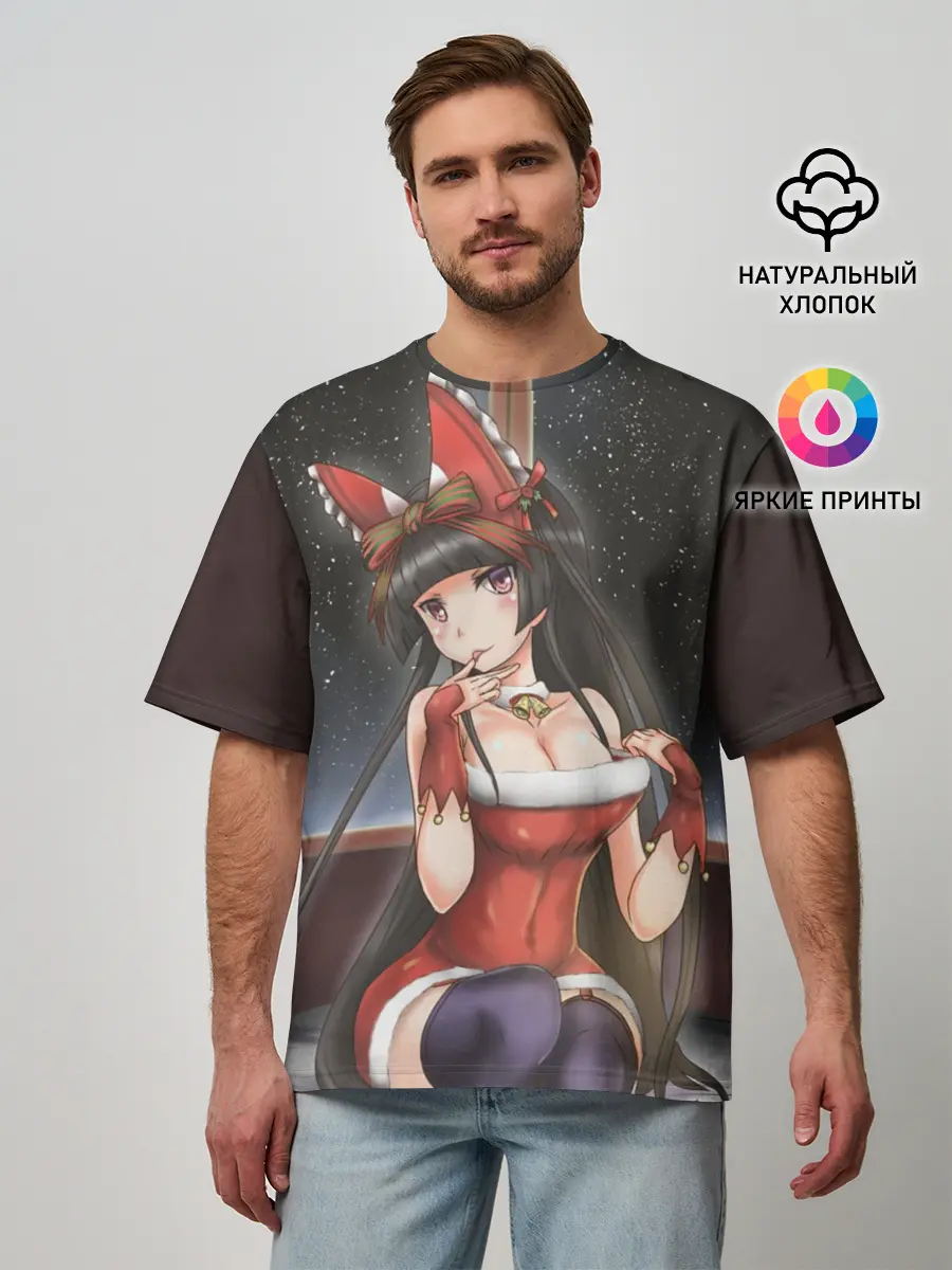 Мужская футболка оверсайз / Jieitai Kanochi nite