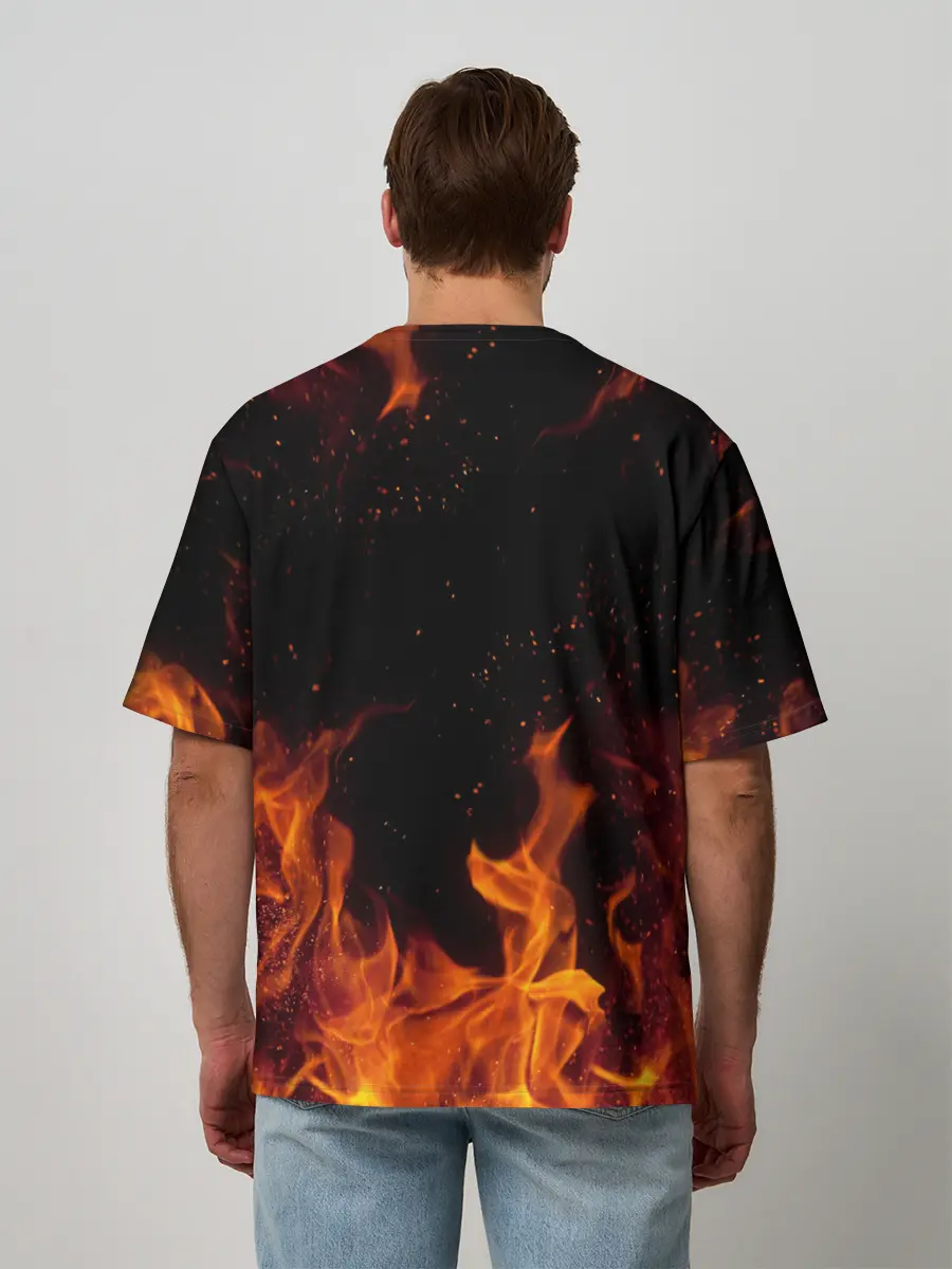 Мужская футболка оверсайз / ОГОНЬ | FIRE