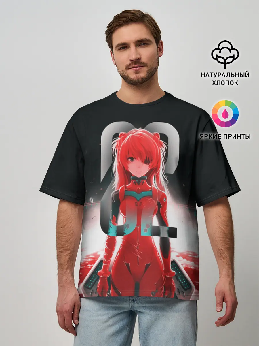 Мужская футболка оверсайз / Asuka Langle Black