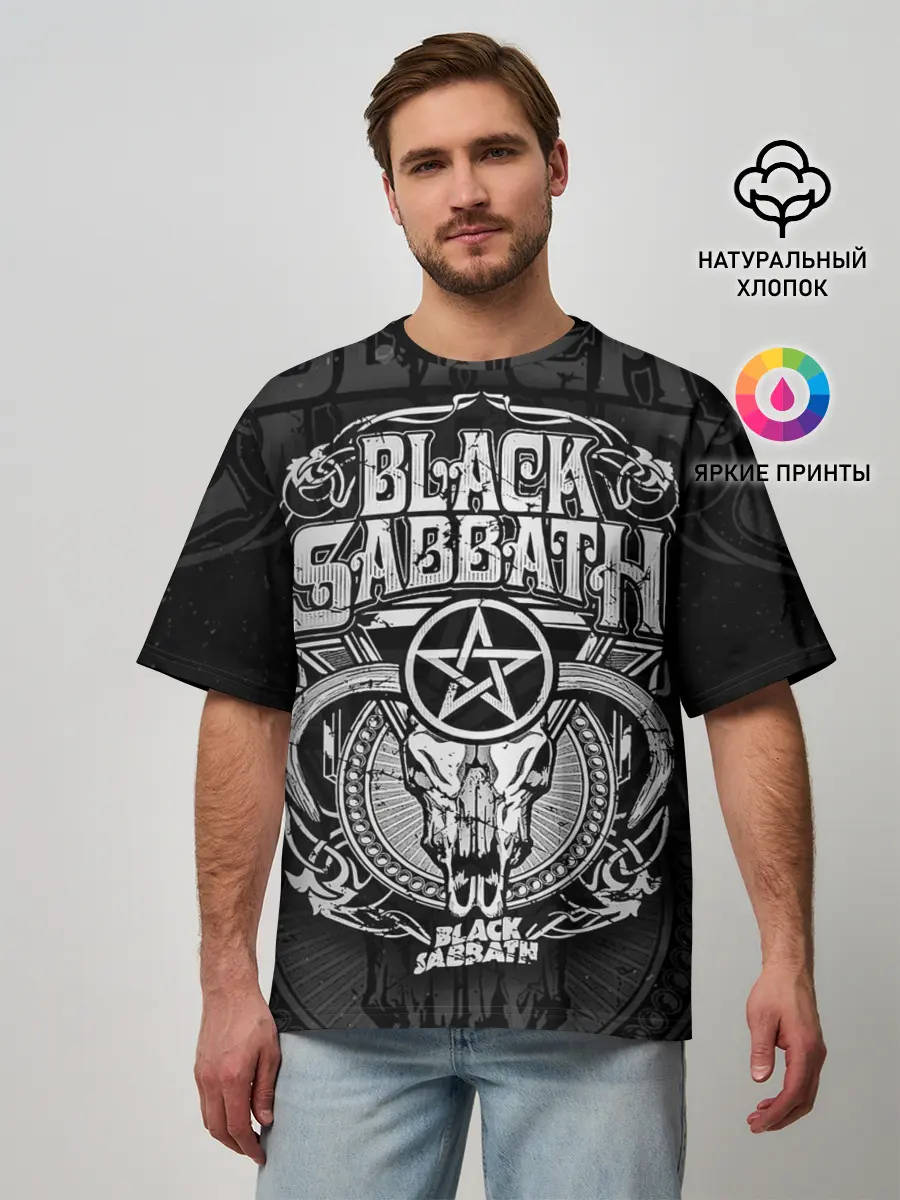 Мужская футболка оверсайз / Black Sabbath