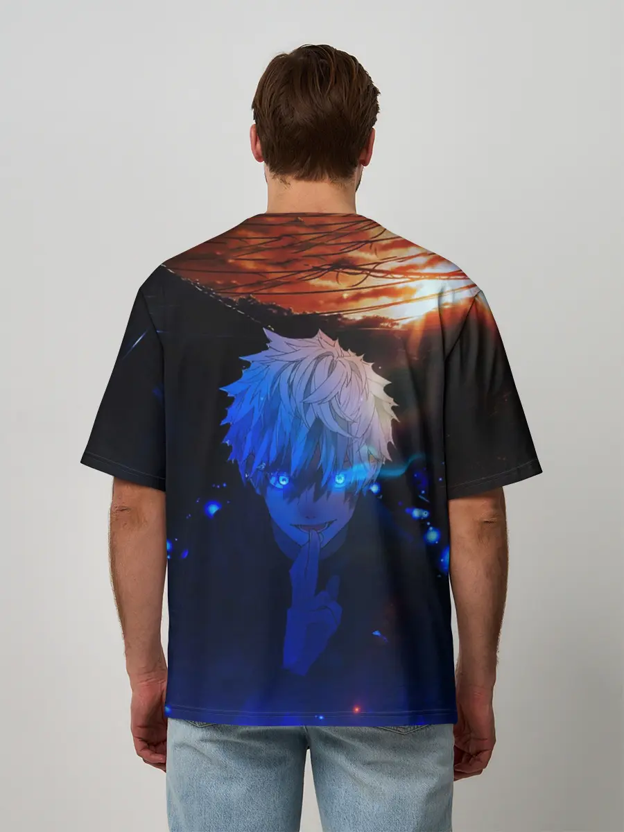 Мужская футболка оверсайз / Сатору гото голубые глаза