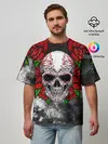 Мужская футболка оверсайз / Skull and Roses