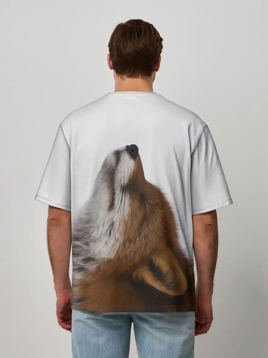 Мужская футболка оверсайз / Лиса Главное фыр-фыр