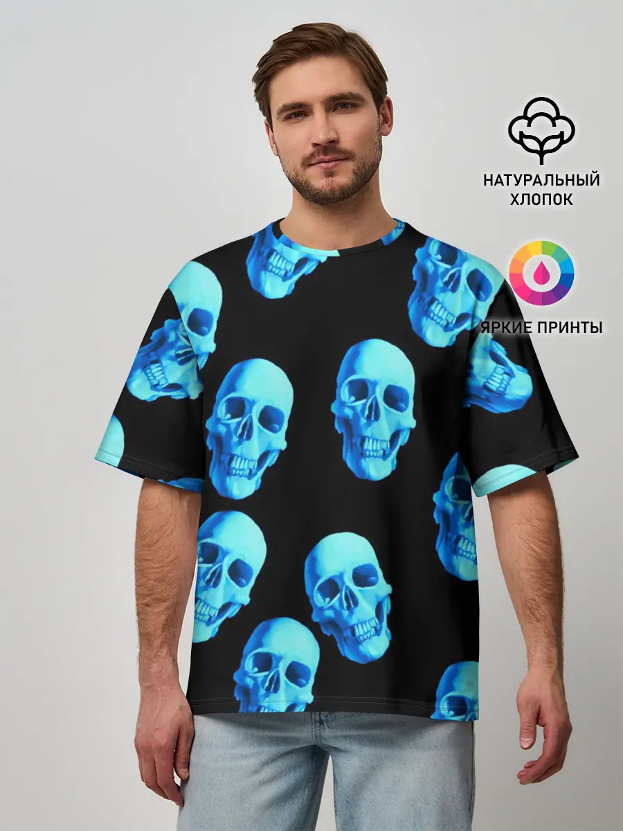 Мужская футболка оверсайз / Черепа стиль