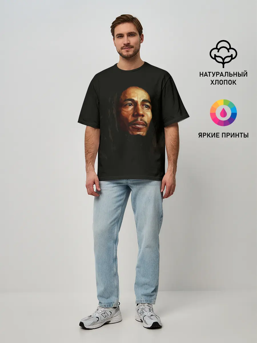 Мужская футболка оверсайз / Bob Marley Art