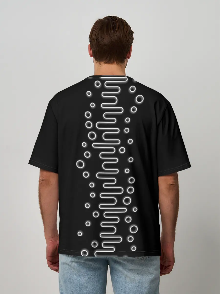 Мужская футболка оверсайз / Волны ТЕСЛА