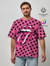 Мужская футболка оверсайз / rolling stones pink logo