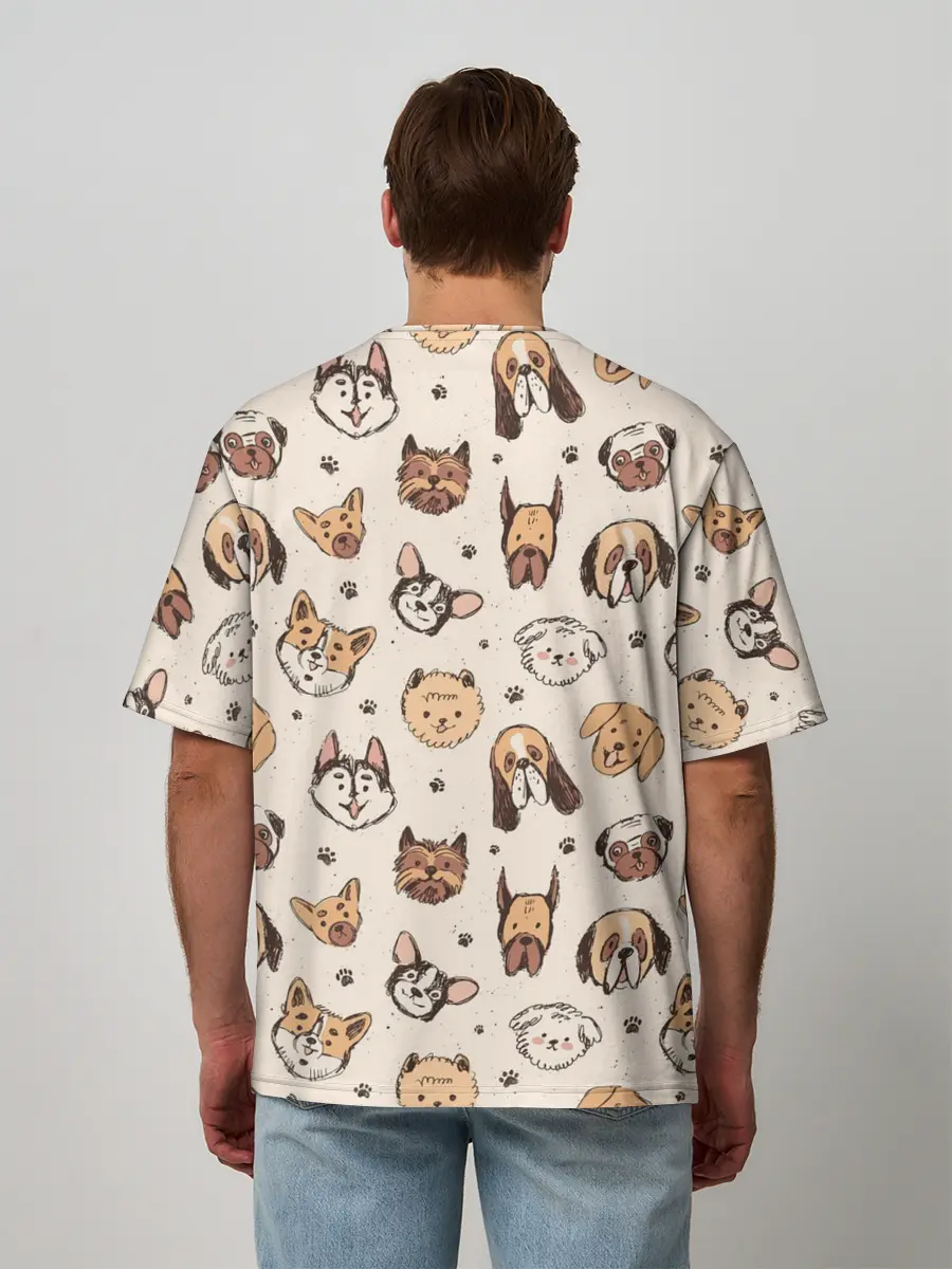Мужская футболка оверсайз / Хипстерские собачки