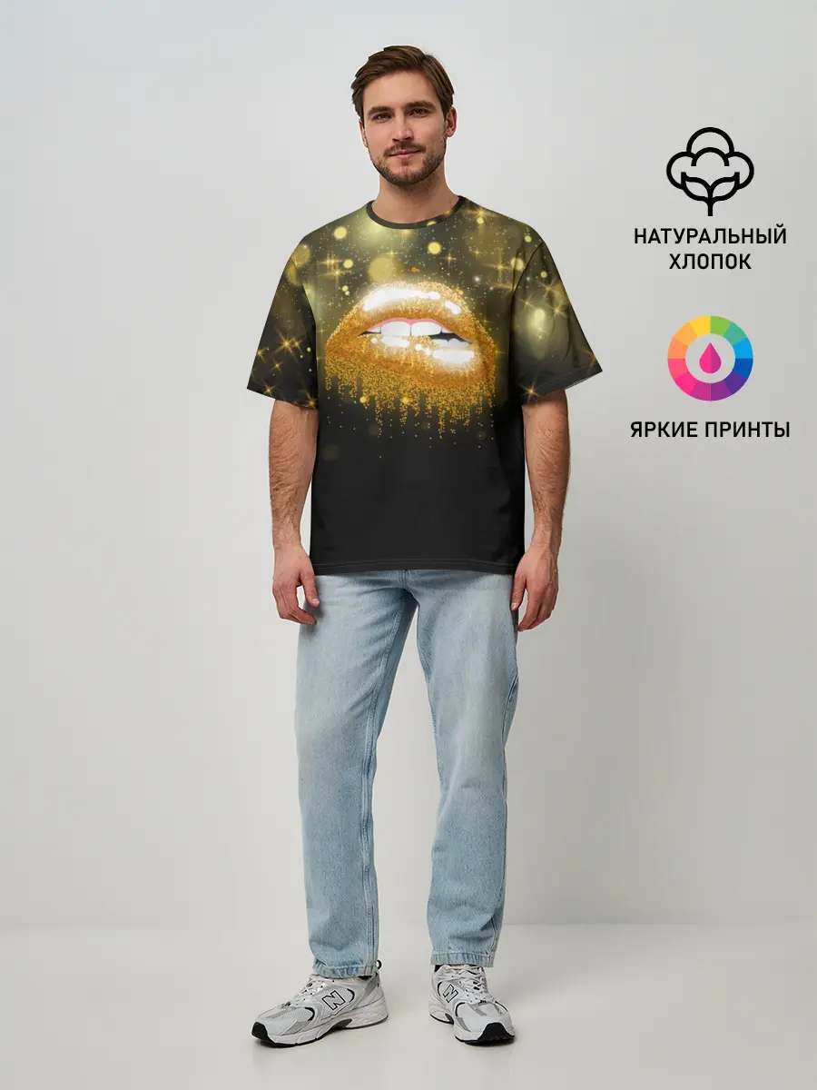 Мужская футболка оверсайз / Губы