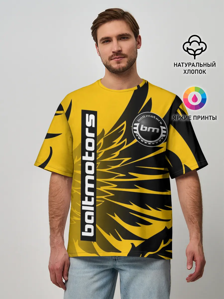 Мужская футболка оверсайз / BALTMOTORS / КРЫЛЬЯ
